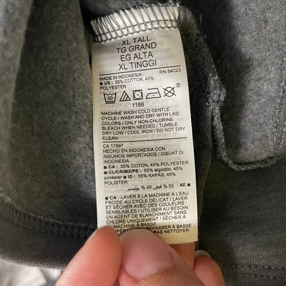 Old Navy Gray Relaxed Fit Long Sleeve Sweatshirt Sweater Pocket XL Tall NEW - Picture 7 of 10